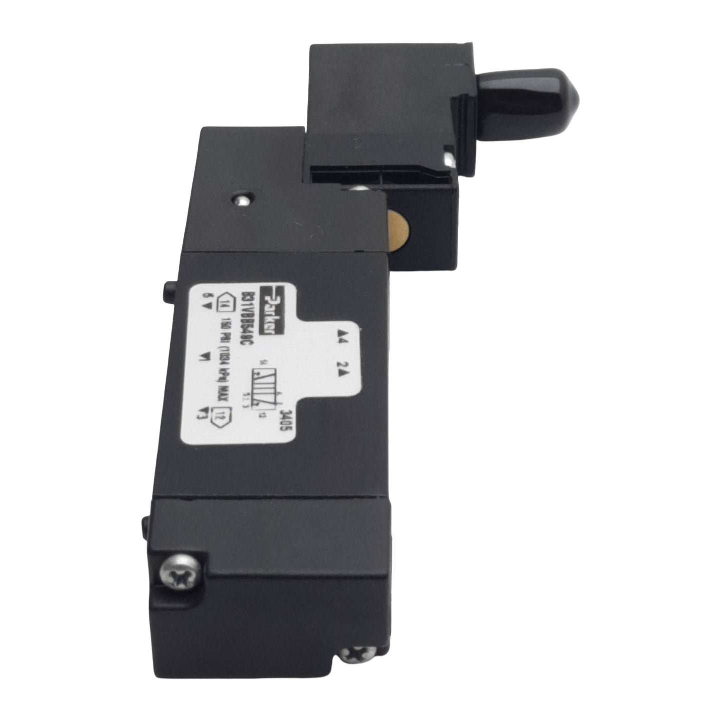 Used Parker B31VBB549C Solenoid Valve, 2-Way, 150psi, 15mm 3-Pin DIN, 24VDC Coil
