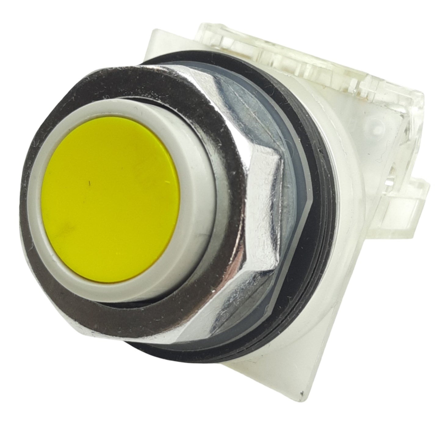 Used Schneider Electric 9001KR3YH13 Yellow Momentary Push Button ø30mm, 1NC+1NO