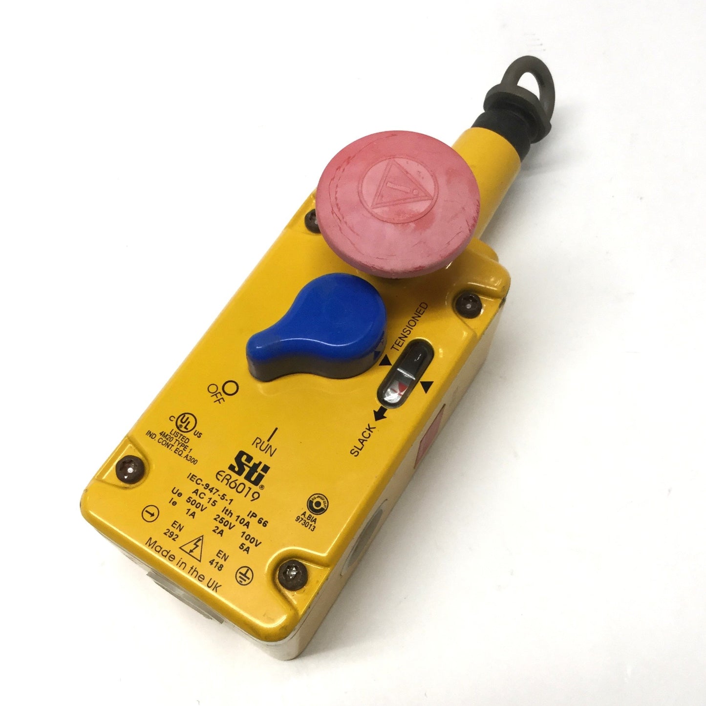 Used Omron 44506-2020 Sti Rope Pull Emergency Stop Switch, 2NO+2NC, 125N Force
