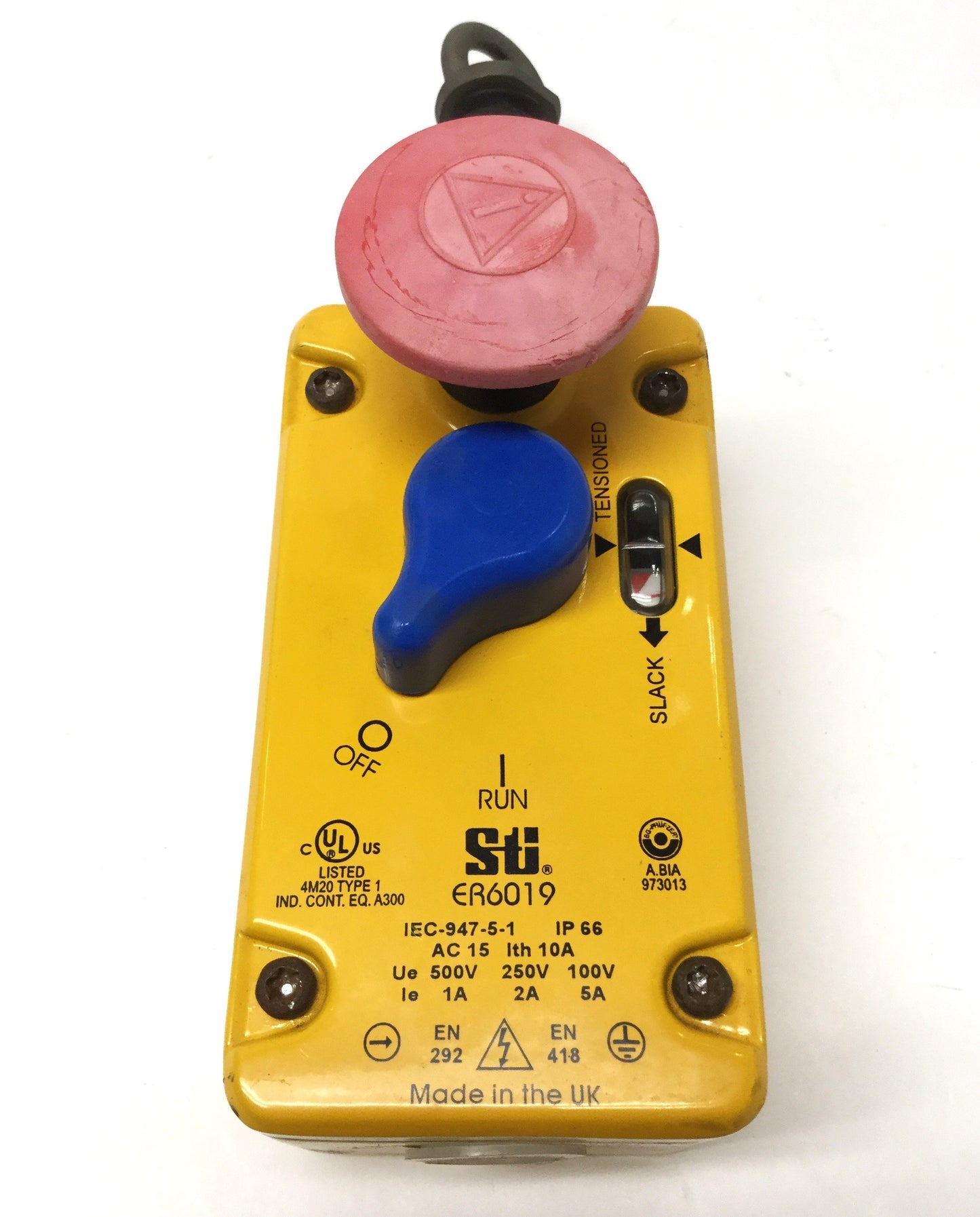 Used Omron 44506-2020 Sti Rope Pull Emergency Stop Switch, 2NO+2NC, 125N Force