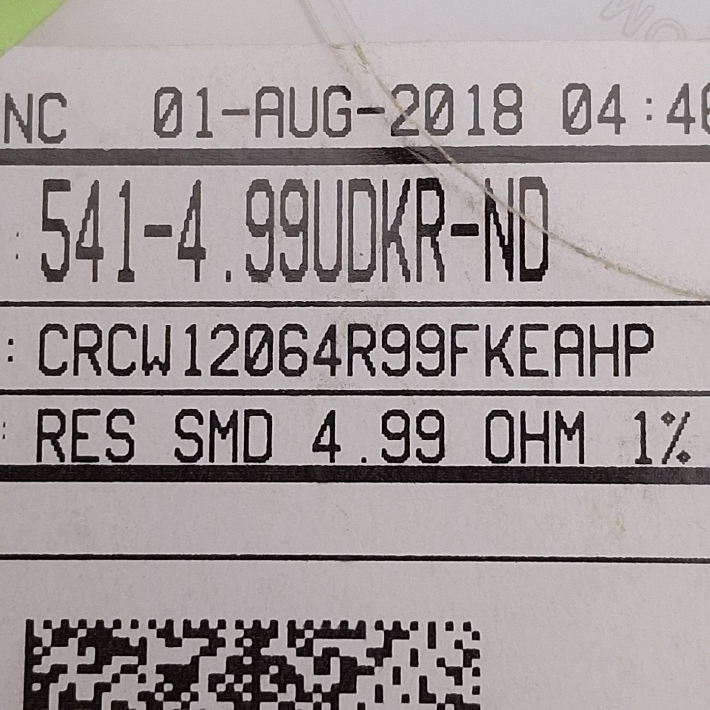 New Lot of 500 Vishay Dale CRCW12064R99FKEAHP Chip Resistor, 4.99 Ohm ± 1%, 3/4W