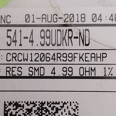 New Lot of 500 Vishay Dale CRCW12064R99FKEAHP Chip Resistor, 4.99 Ohm ± 1%, 3/4W