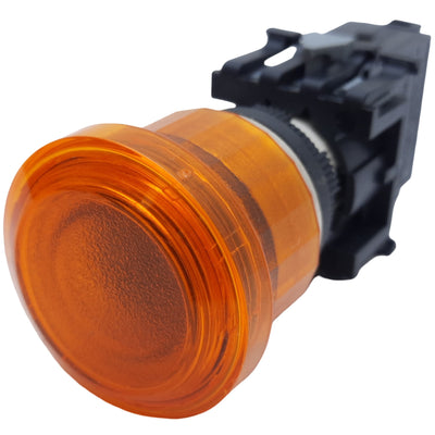 Used Allen Bradley 800ES-LMP25 Push-Pull Button, Amber, ø22.5mm, 3W 120V AC *No Bulb*