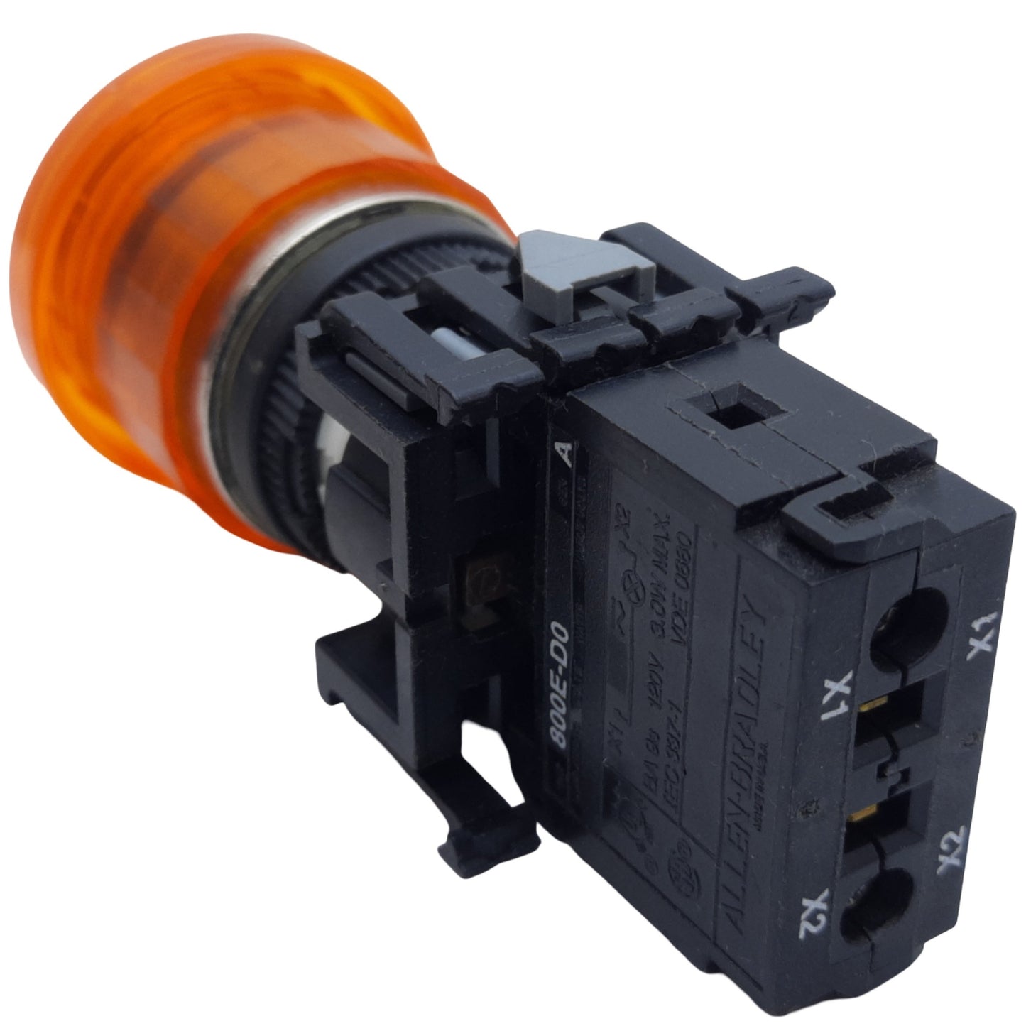 Used Allen Bradley 800ES-LMP25 Push-Pull Button, Amber, ø22.5mm, 3W 120V AC *No Bulb*