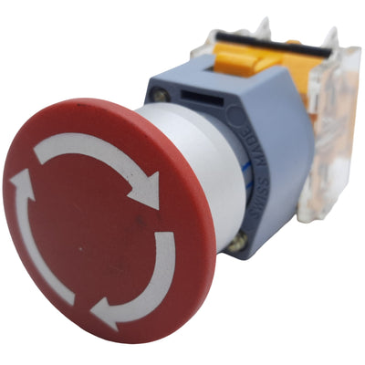 Used EAO 704.905.4 Emergency Stop Push-Twist Button Maintained 2NC ø22mm, 10A 600V AC