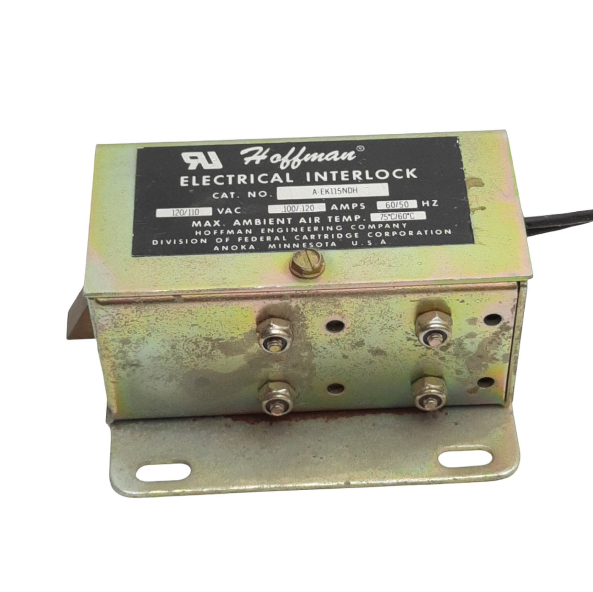Used Hoffman AEK115NDH Electrical Interlock Switch, 110/120VAC, 0.10/0.12A