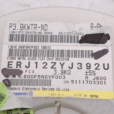 New Lot of 500 Panasonic ERJ-12ZYJ392U Thick Film Chip Resistor, 3.9k Ohm ± 5%, 3/4W