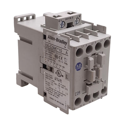 Used Allen Bradley 100-C09EJ10 Contactor 3-Pole + 1NO, 9A, 7.5HP @ 575VAC, 24VDC Coil