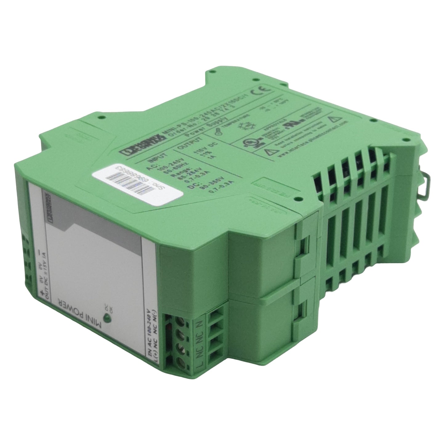 New Phoenix Contact 2938743 Power Supply, 240VAC/350VDC In, 1A ±15VDC Out, DIN Rail