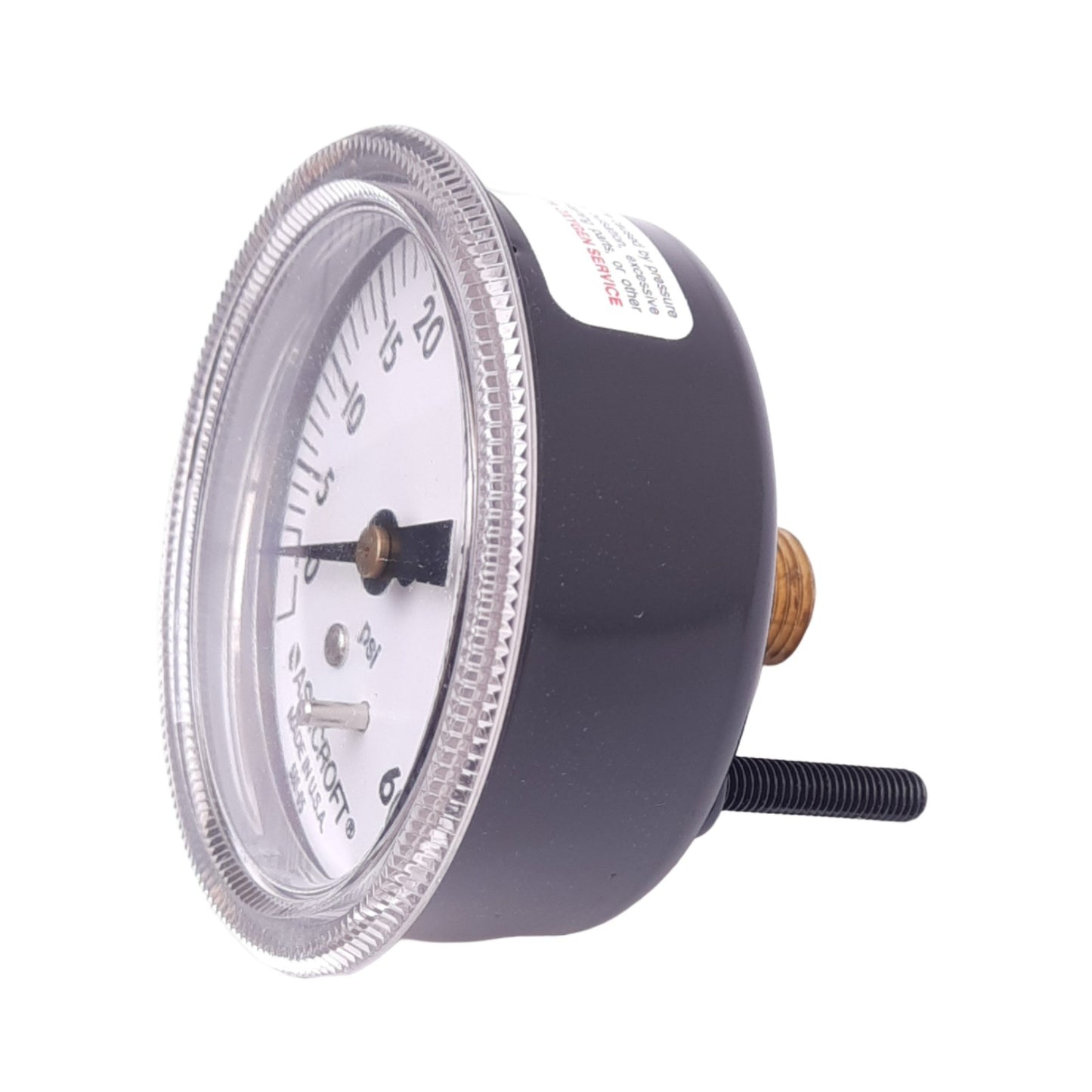 New Ashcroft 25W1001TH02BXUC60# Pneumatic Pressure Gauge, 0-60psi, ø2-1/2", 1/4" NPT