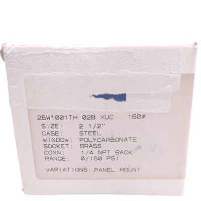 New Ashcroft 25W1001TH02BXUC160# Pneumatic Pressure Gauge, 0-160psi, 2-1/2", 1/4"NPT