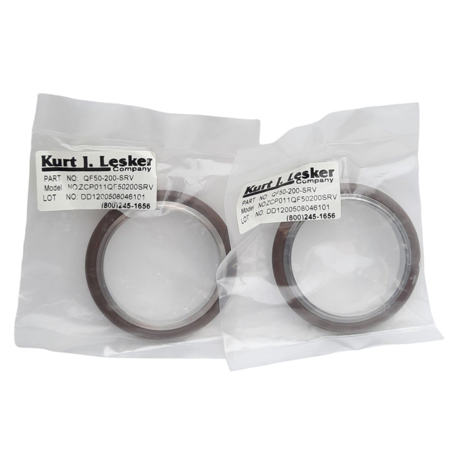 New Lot of 2 Kurt J Lesker QF50-200-SRV Centering Rings, KF50 Flange, 1.945in ID