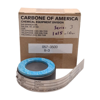 New Carbone Series 3 Graphilor Burst Disc, 1in Disc, ø2in OD, 15psig @ 72°F, 284SCFM
