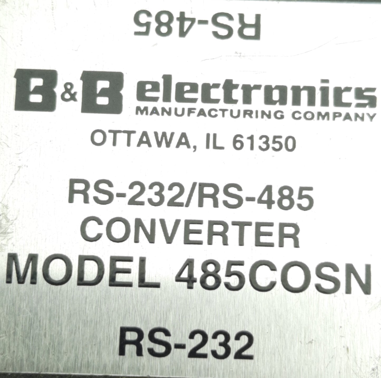 Used B&B Electronics 485COSN RS-232 To RS-485 Serial Converter 12VDC, 240kbps