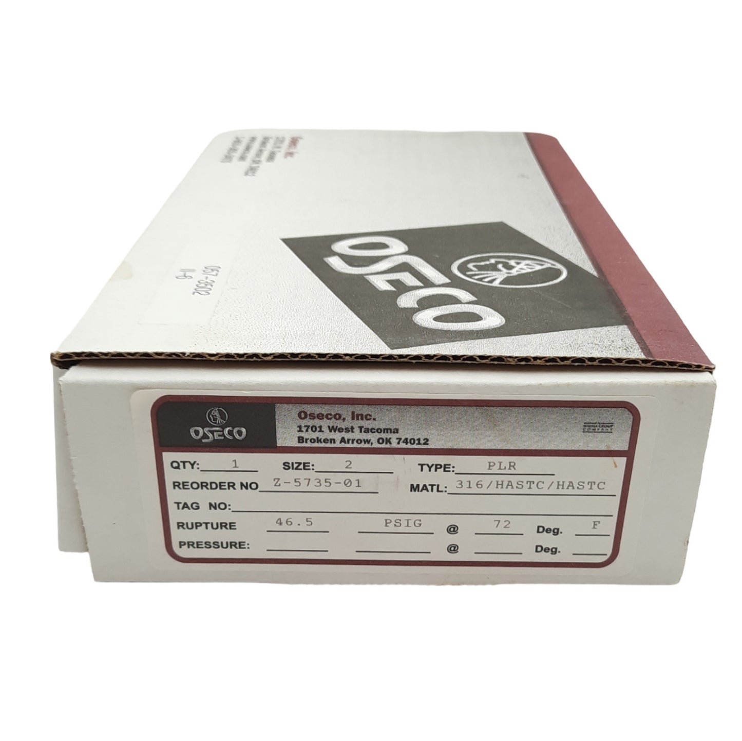Used Oseco PLR Z-5735-01 Rupture Disk 2in DN50, 46.5psi @ 72°F Burst Pressure