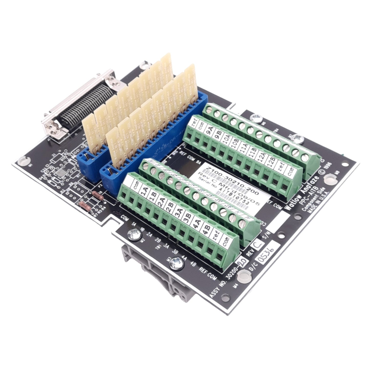 Used Watlow Z100-30210-200 Rev C PPC-AITB Anafaze Analog Input Terminal Board