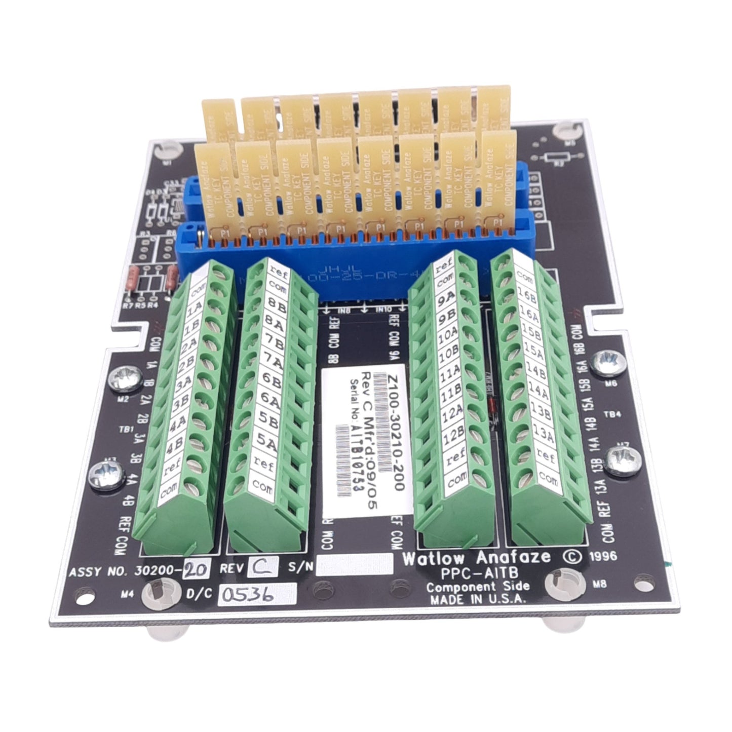 Used Watlow Z100-30210-200 Rev C PPC-AITB Anafaze Analog Input Terminal Board