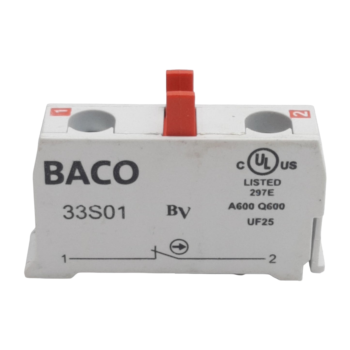 Used Lot of 3 Baco 33S01 Pushbutton Contact Block, 1N.C., 10A 600VAC, 22mm
