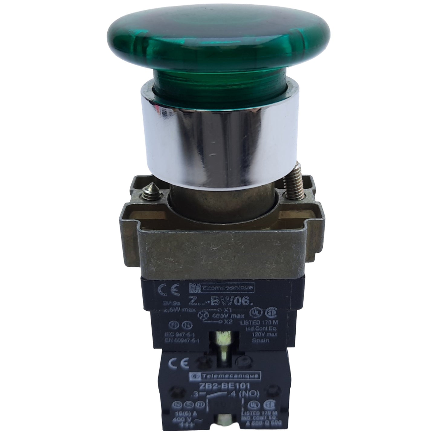 Used Telemecanique Z-BW06 Illuminated Push Button ø40mm 1NO-1NC, 10A 600VAC, 400V LED