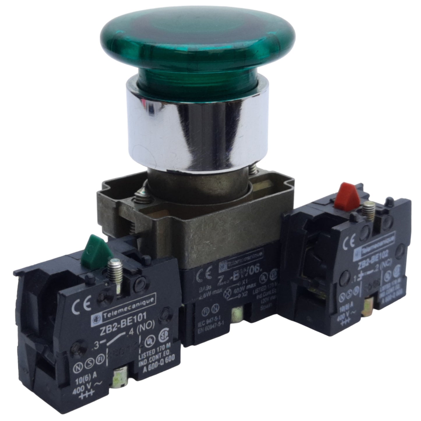 Used Telemecanique Z-BW06 Illuminated Push Button ø40mm 1NO-1NC, 10A 600VAC, 400V LED