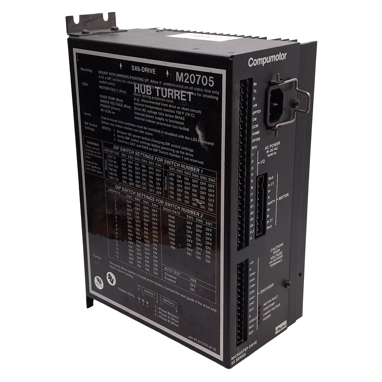 Used Parker SX6-DRIVE Compumotor Microstep Drive, 1-Axis, RS-232, 8A, 95-132VAC Input