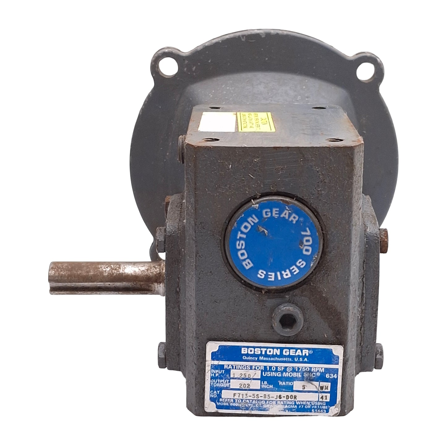 Used Boston Gear F713-5S-B5-J6-DOR Worm Gear Speed Reducer, 5:1, ø5/8in Bore & Shaft