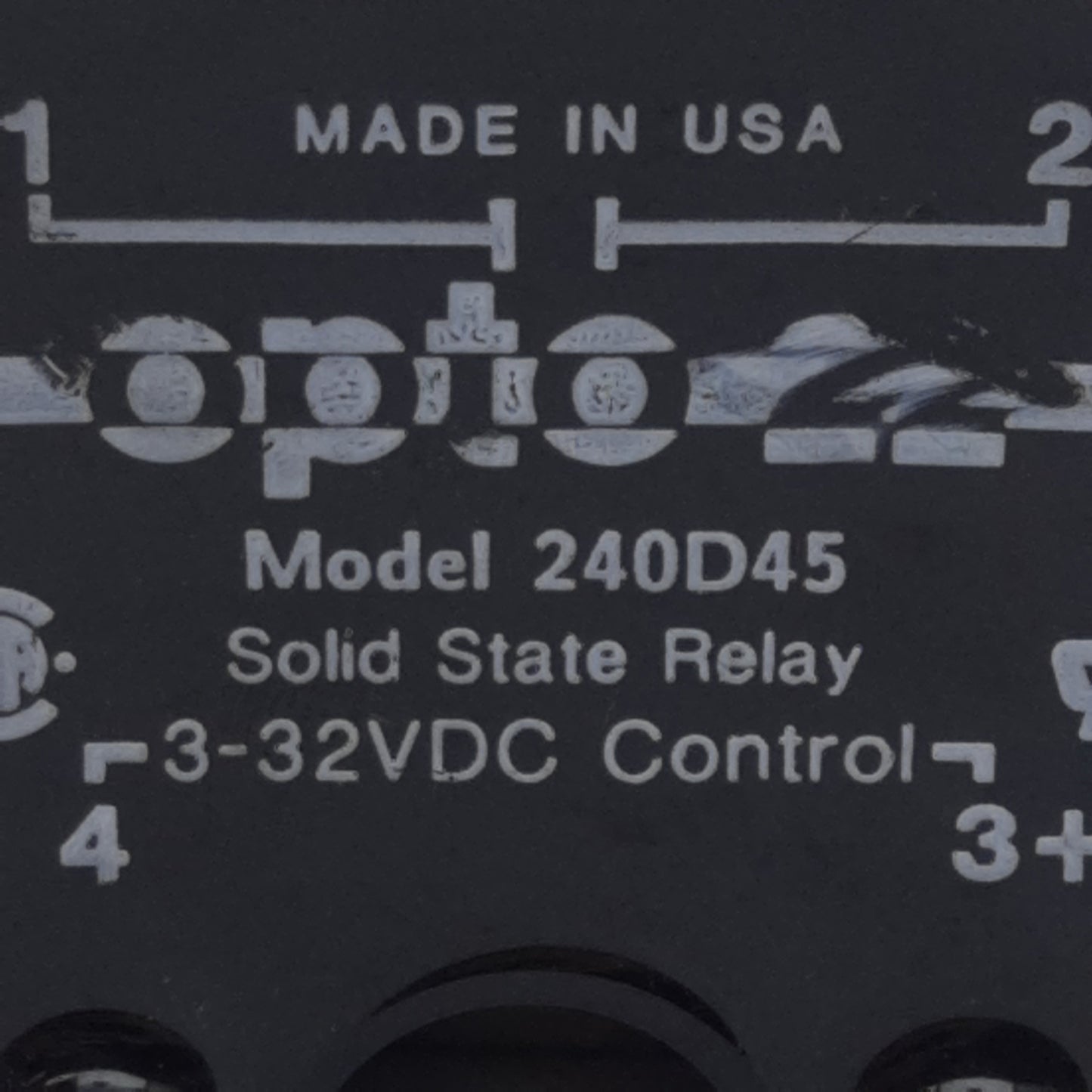 Used Opto 22 240D45 Solid-State Relay, SPST-NO, 45A 240VAC Line, 3-32VDC Control