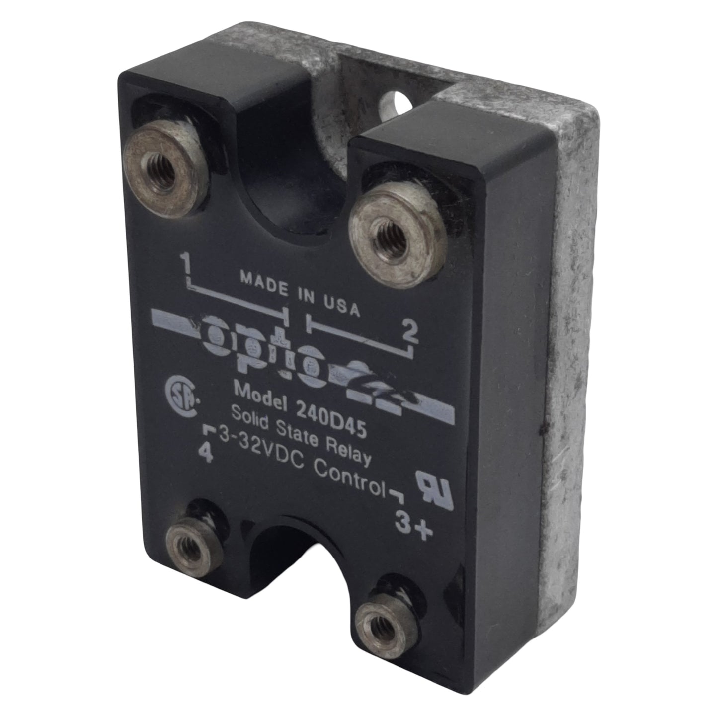 Used Opto 22 240D45 Solid-State Relay, SPST-NO, 45A 240VAC Line, 3-32VDC Control