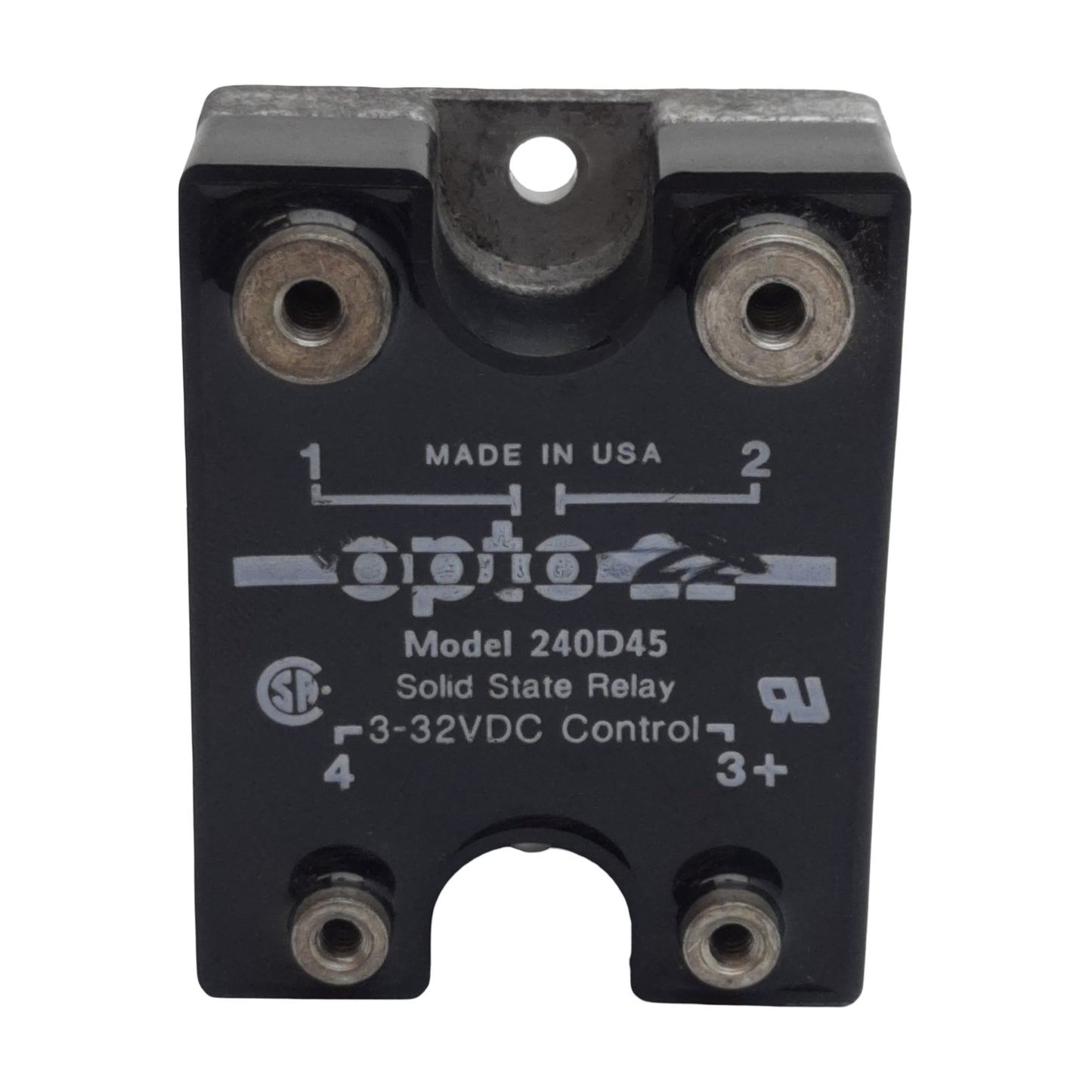 Used Opto 22 240D45 Solid-State Relay, SPST-NO, 45A 240VAC Line, 3-32VDC Control