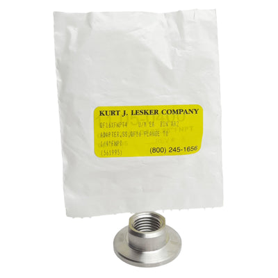 New Kurt J Lesker QF16XFNPT4 Sanitary Flange Adapter, 1/4in NPT to QF16 Flange