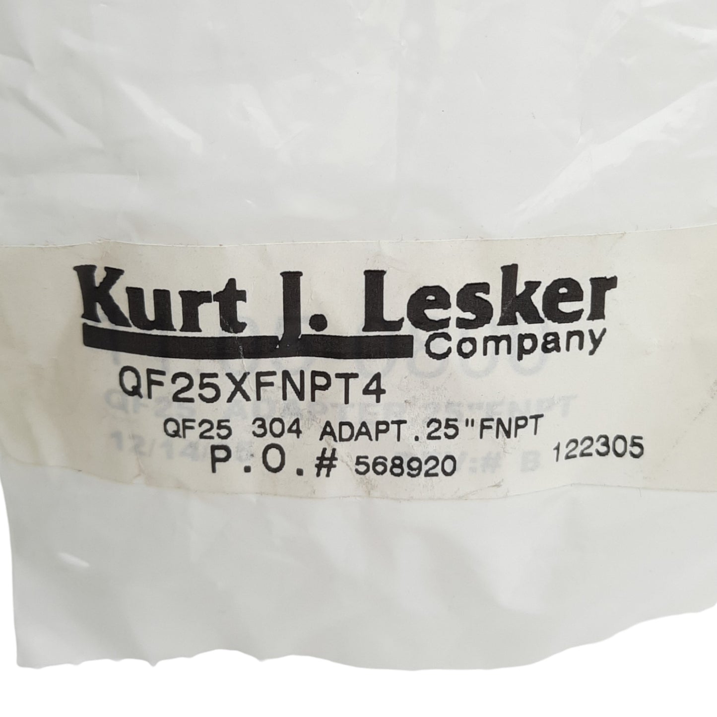 New Kurt J Lesker QF25XFNPT4 Sanitary Flange Adapter 1/4in NPT to QF25 Flange