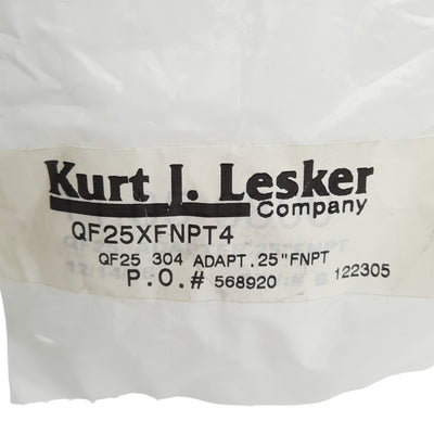 New Kurt J Lesker QF25XFNPT4 Sanitary Flange Adapter 1/4in NPT to QF25 Flange