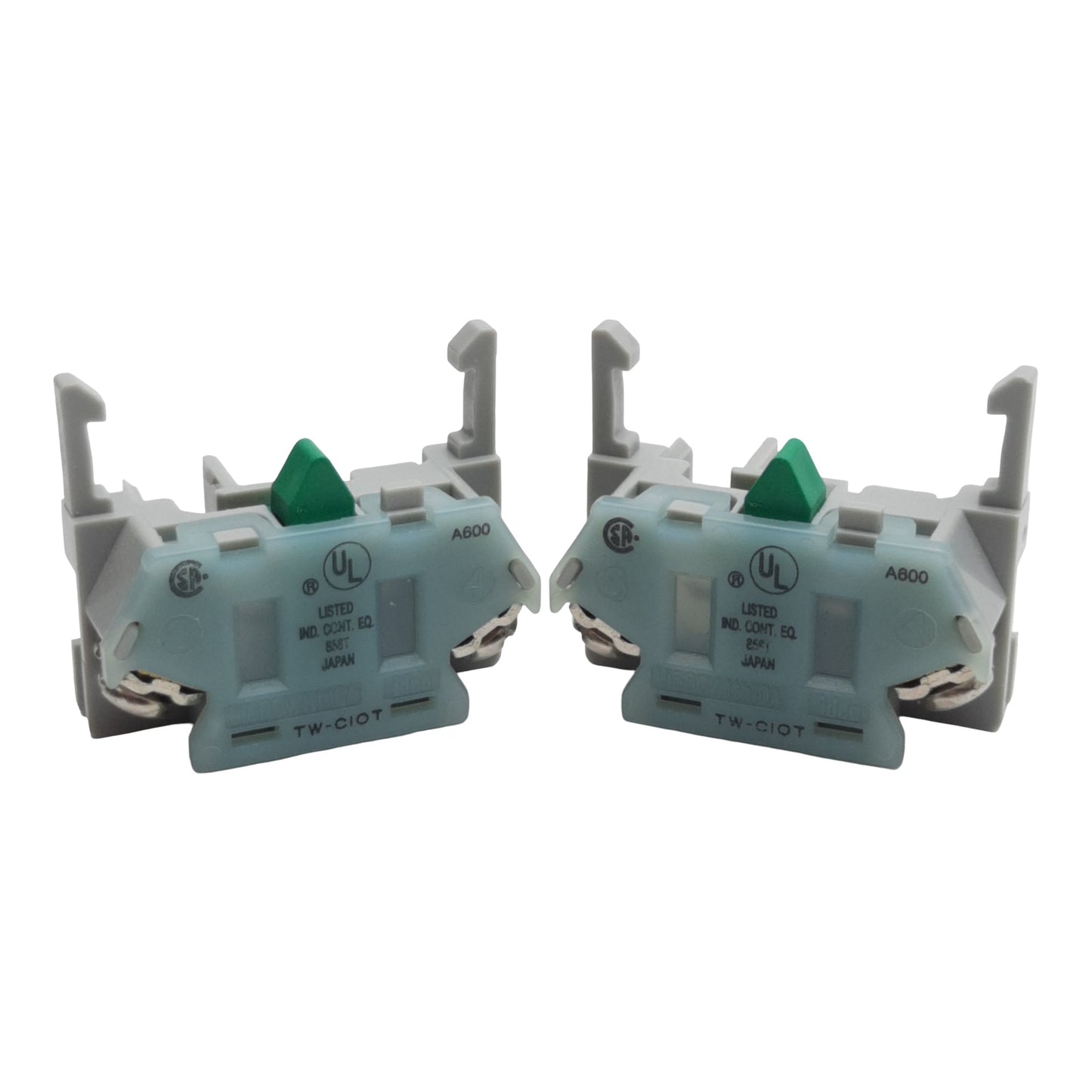 Used Lot of 2 Idec TW-C10T Pushbutton Contact Block, 1N.O., 10A 600VAC, 22mm