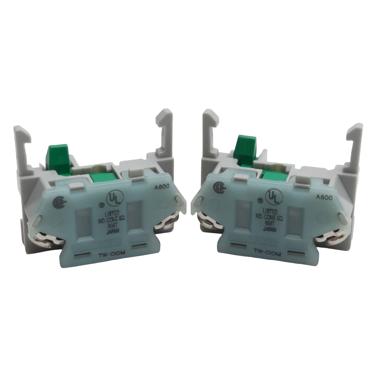 Used Lot of 2 Idec TW-C10M Pushbutton Contact Block, 1N.O., 10A 600VAC, 22mm