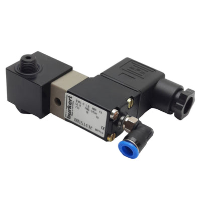 New Burkert 030101.0 Mini Solenoid Valve, 3/2 Way, G1/8 Male, 24VDC Coil