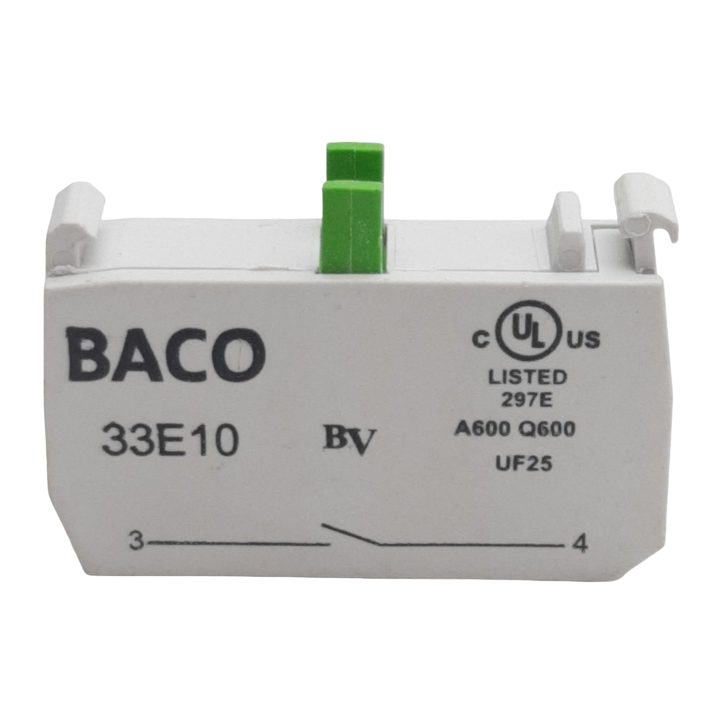 Used Lot of 2 Baco 33E10 Pushbutton Contact Block, 1N.O., 10A 600VAC, 22mm