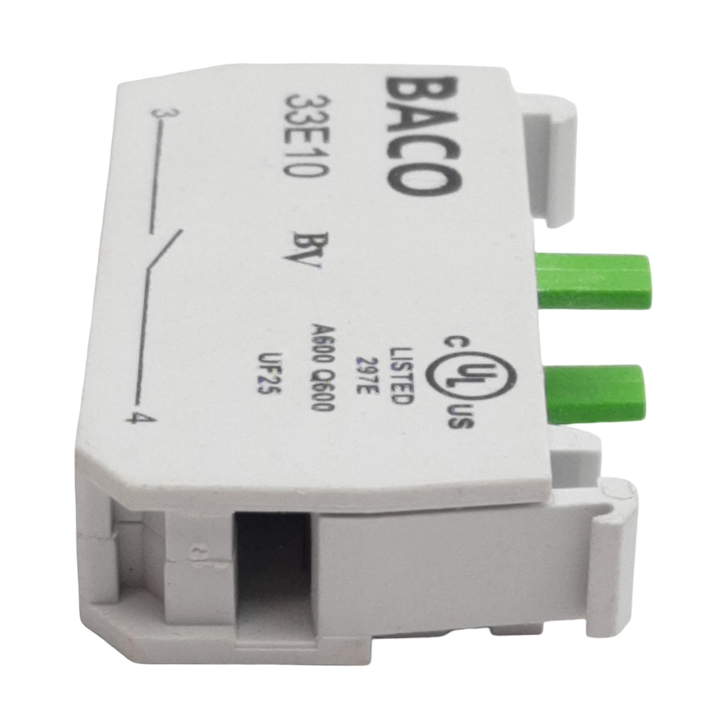 Used Lot of 2 Baco 33E10 Pushbutton Contact Block, 1N.O., 10A 600VAC, 22mm