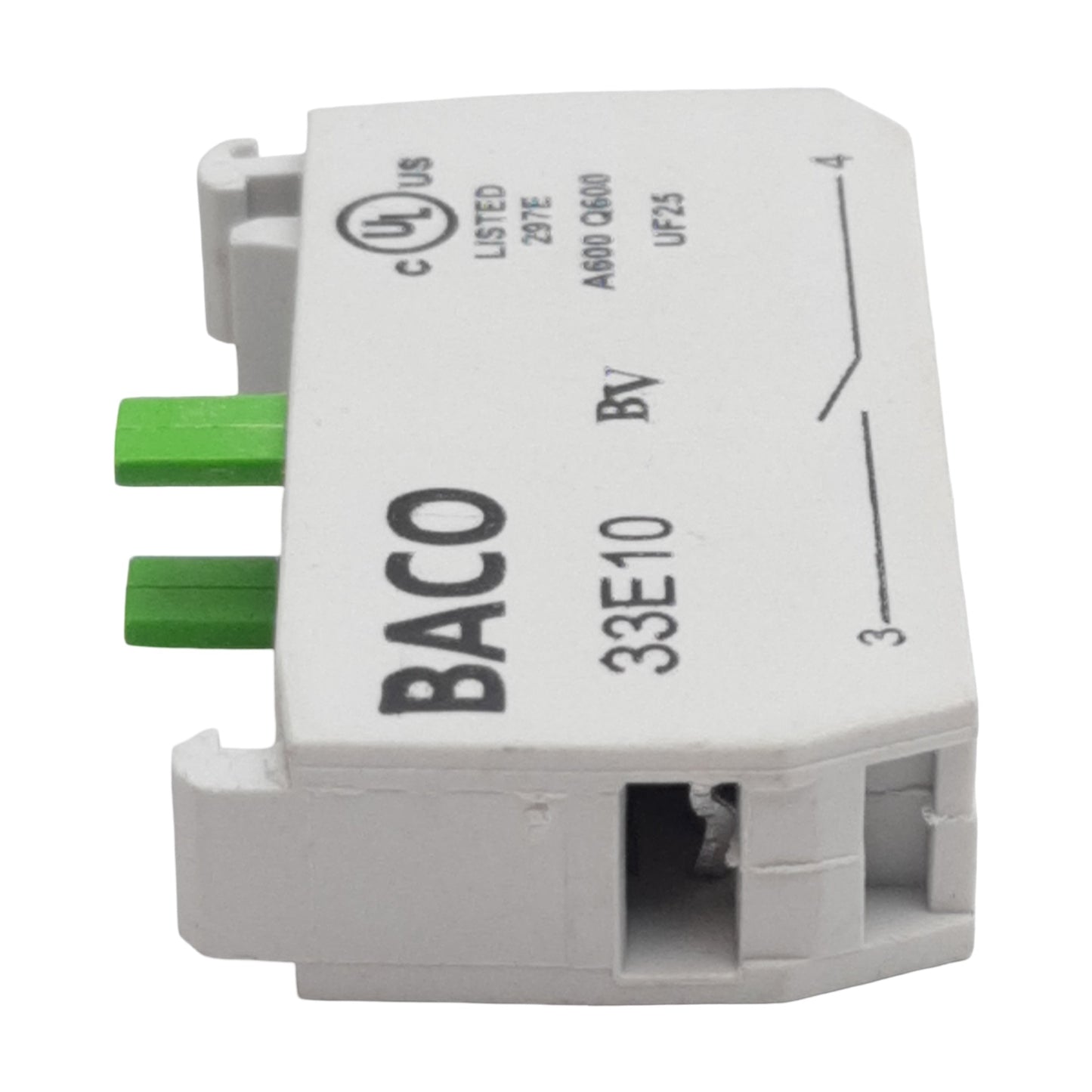Used Lot of 2 Baco 33E10 Pushbutton Contact Block, 1N.O., 10A 600VAC, 22mm