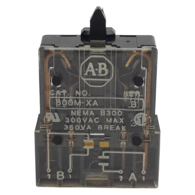 Used Allen Bradley 800M-XA Pushbutton Contact Block, 1NO-1NC, 10A 300VAC, 22mm