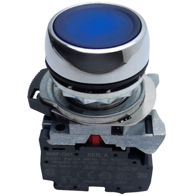 Used Allen Bradley 800FM-LF6 Illuminated Push Button Blue, ø22mm 1NO-1NC, 10A 300V AC