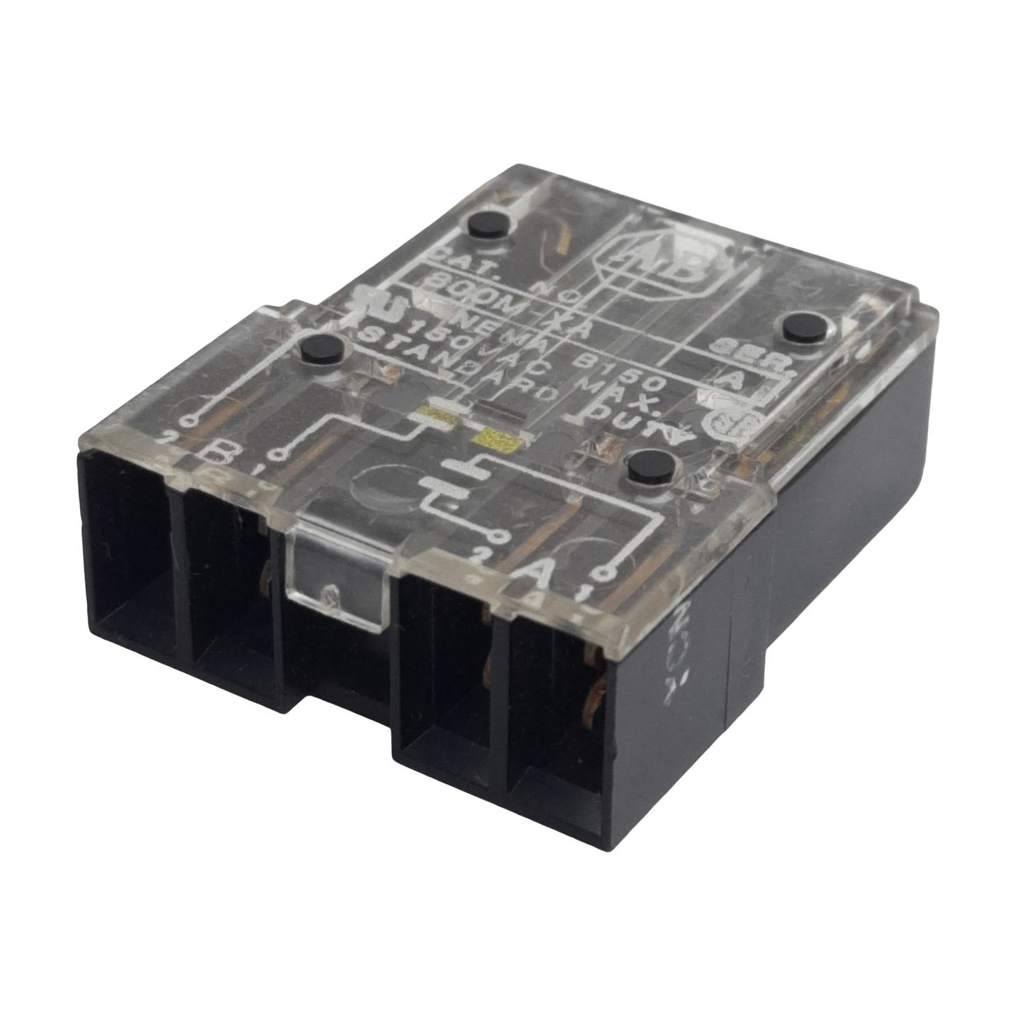 Used Allen Bradley 800M-XA Pushbutton Contact Block, 1NO-1NC, 10A 150VAC, 22mm