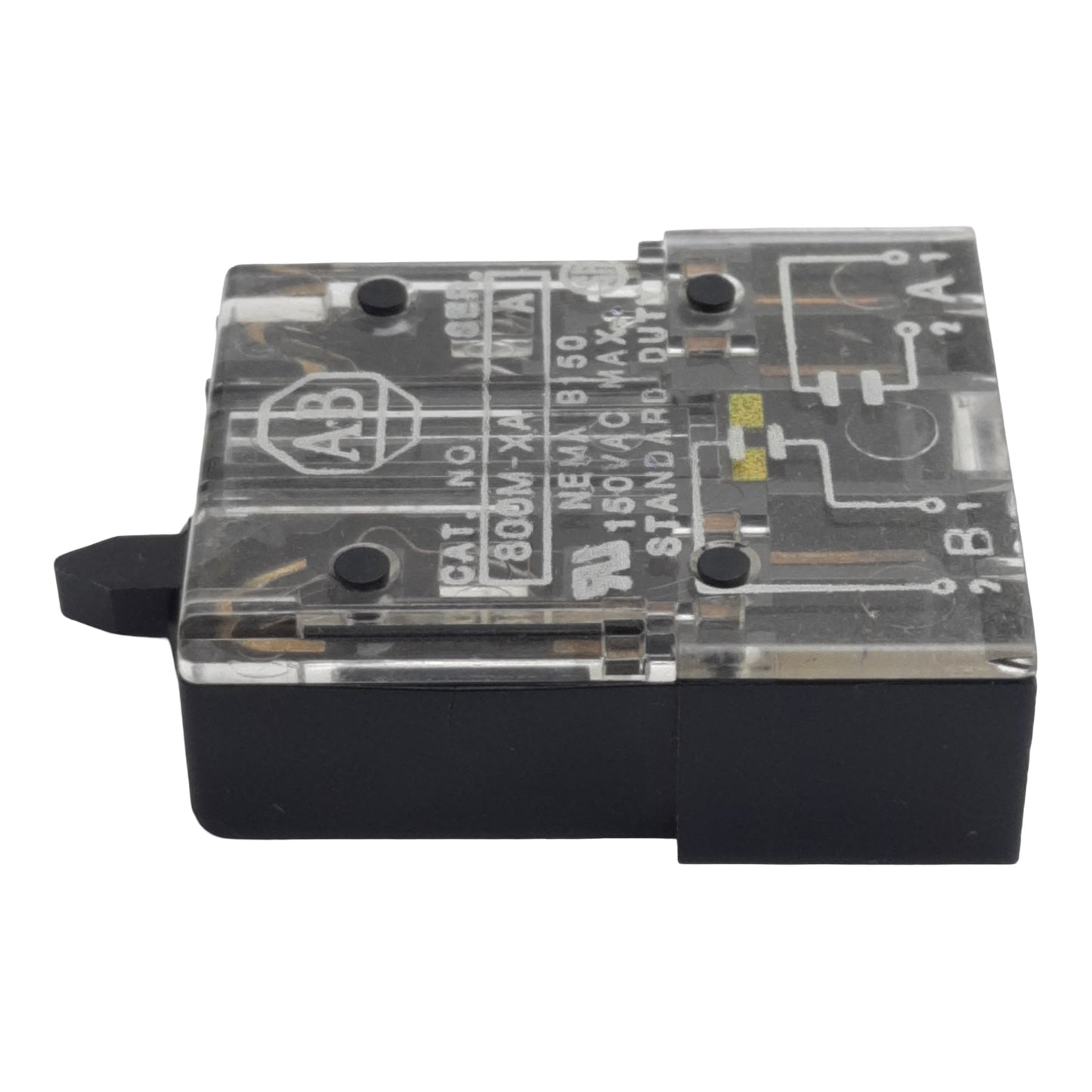 Used Allen Bradley 800M-XA Pushbutton Contact Block, 1NO-1NC, 10A 150VAC, 22mm