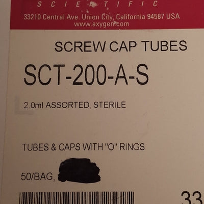 New Lot of 50 Corning Axygen SCT-200-A-S Green Screw Cap Microcentrifuge Tube, 2mL