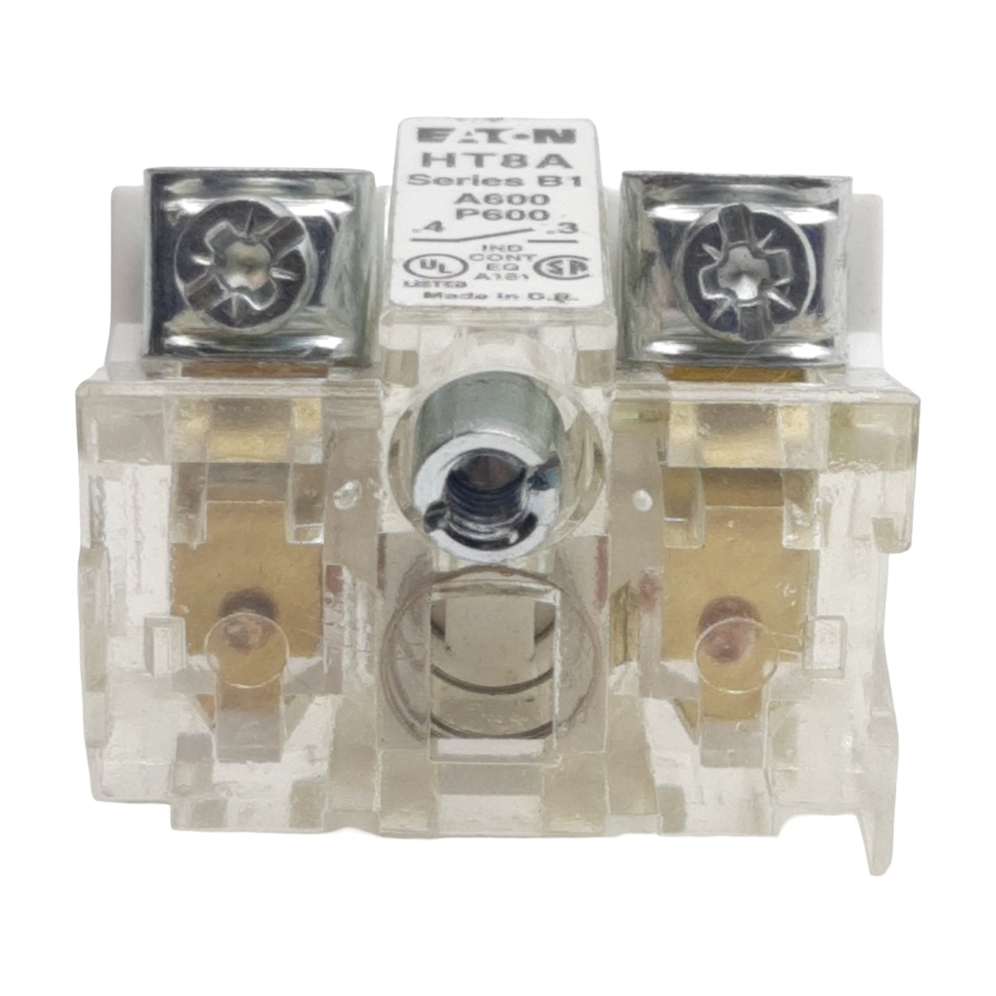 Used Lot of 2 Eaton HT8A Pushbutton Contact Block, 1N.O., 12A 600VAC, 30.5mm