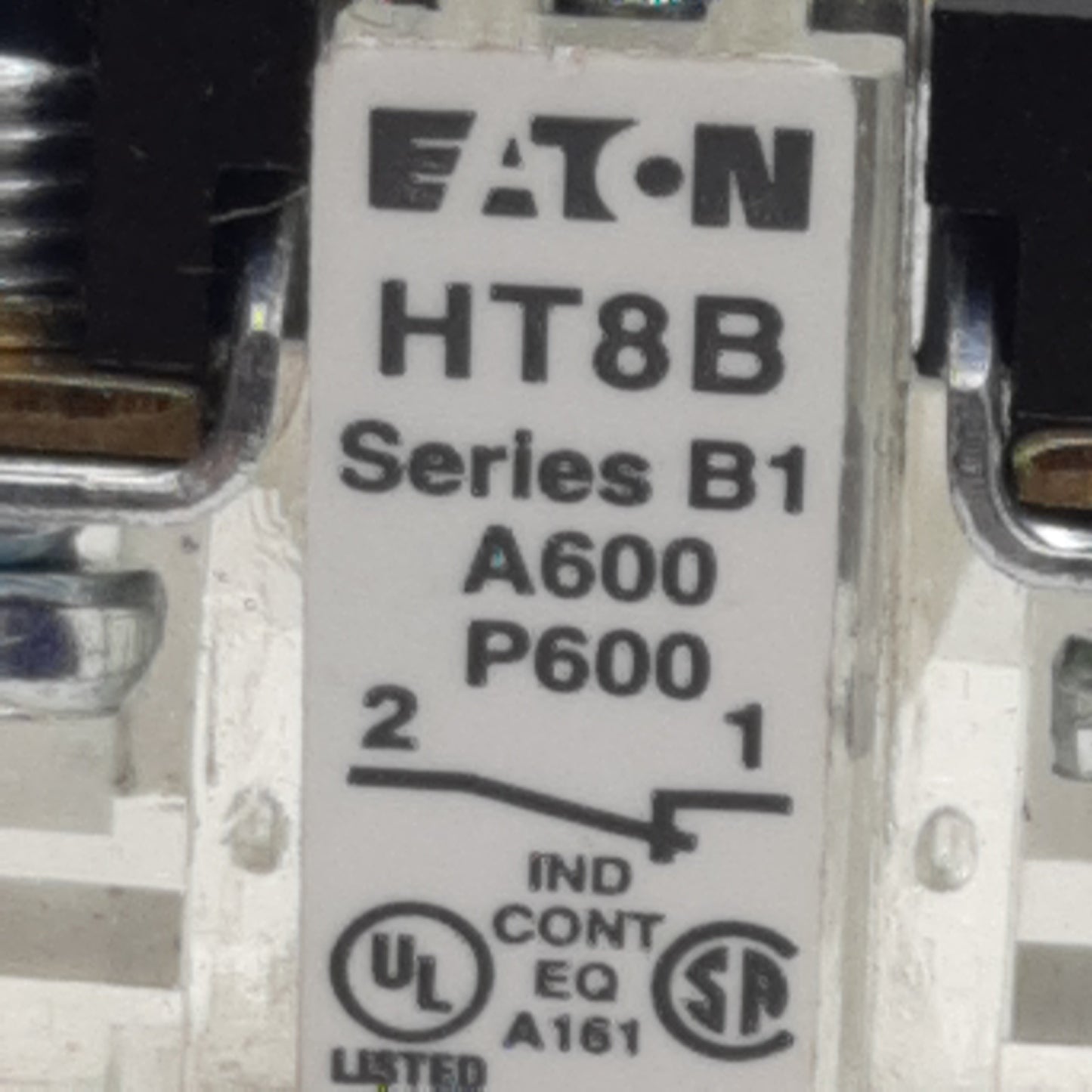Used Lot of 2 Eaton HT8B Pushbutton Contact Block, 1N.C., 12A 600VAC, 30.5mm