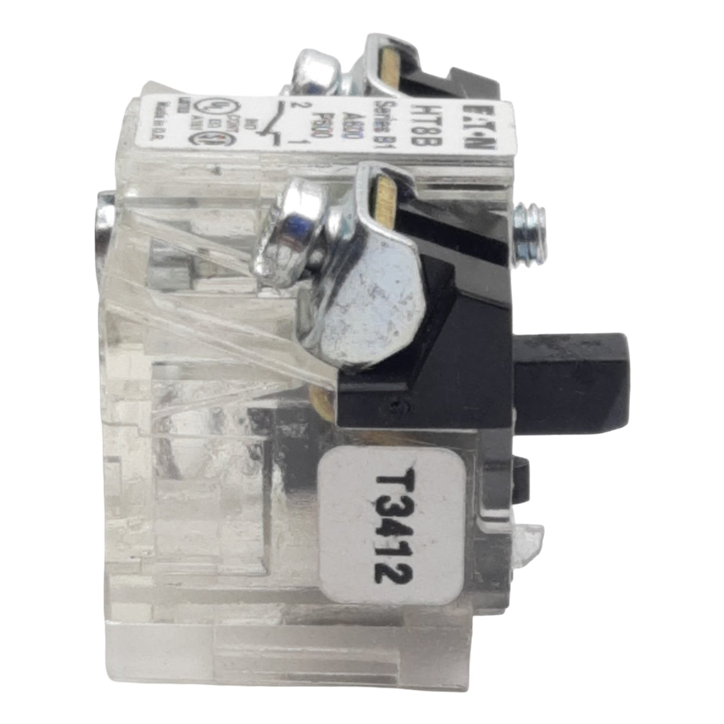 Used Lot of 2 Eaton HT8B Pushbutton Contact Block, 1N.C., 12A 600VAC, 30.5mm