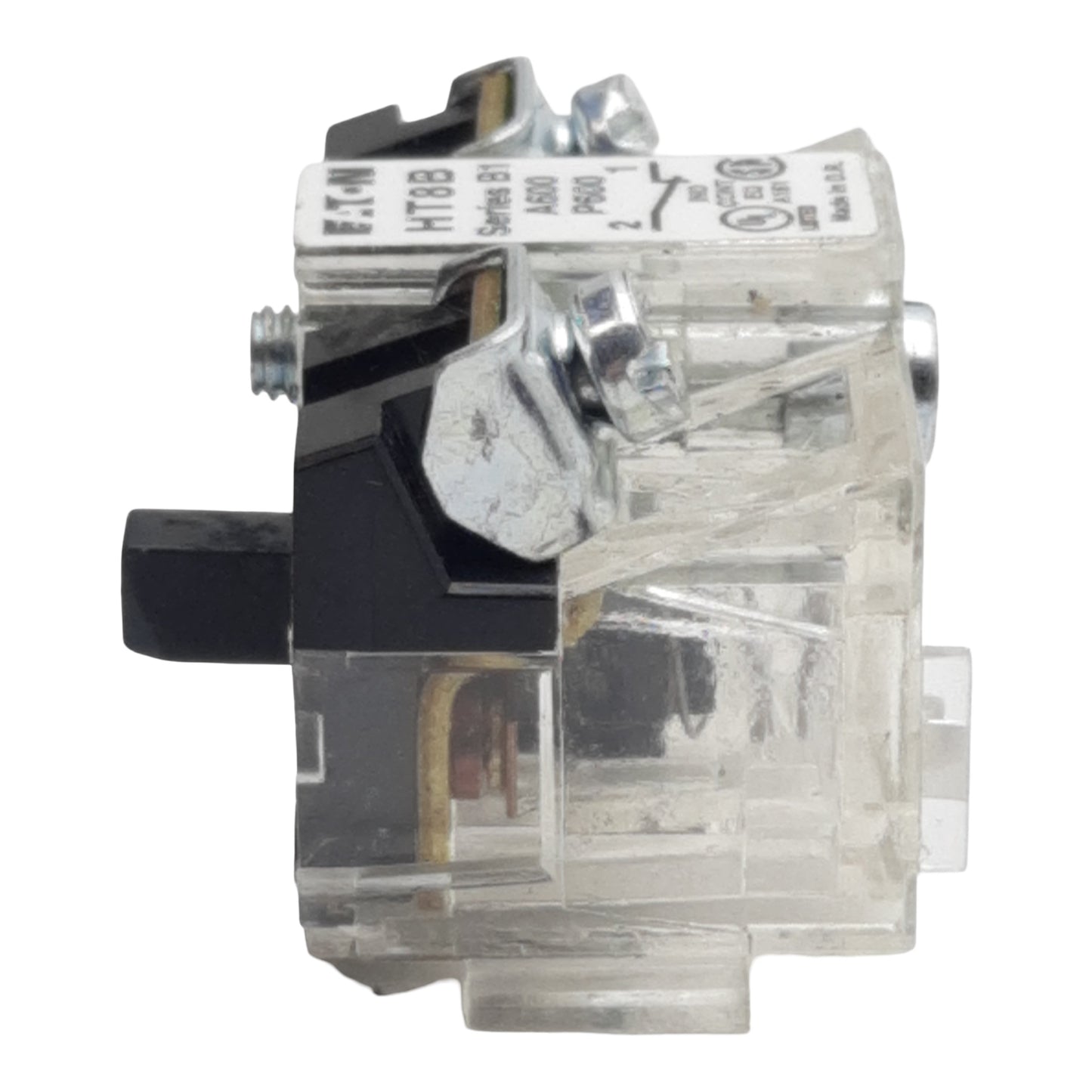 Used Lot of 2 Eaton HT8B Pushbutton Contact Block, 1N.C., 12A 600VAC, 30.5mm