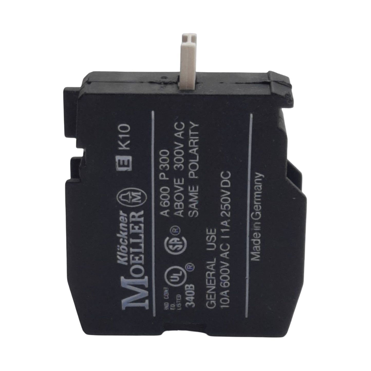 Used Lot of 2 Moeller EK10 Pushbutton Contact Block, 1N.O., 10A 600VAC, 22mm