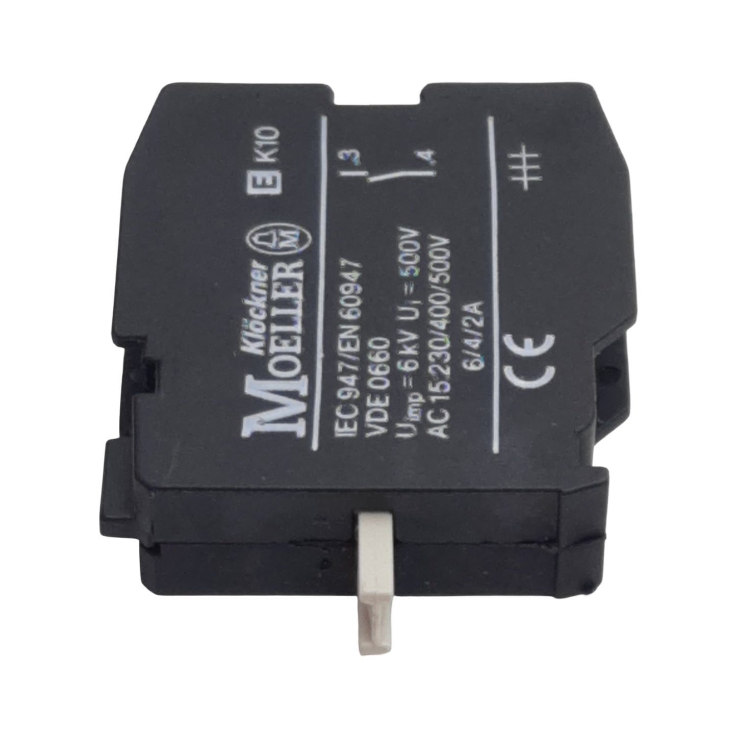 Used Lot of 2 Moeller EK10 Pushbutton Contact Block, 1N.O., 10A 600VAC, 22mm