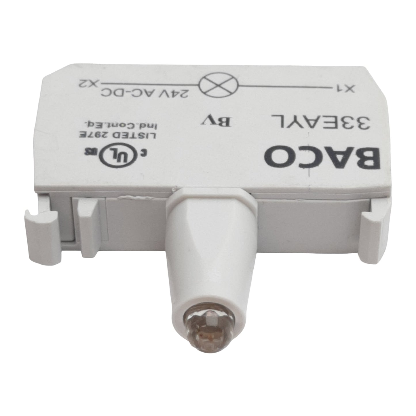 Used Baco 33EAYL Pushbutton Light Emitting Diode Module, Yellow, 24VDC/VAC, 22mm